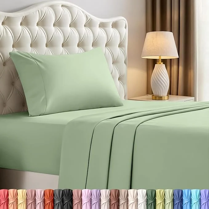 Expertly Made Utopia Bedding Twin Sheet Set – 3 Piece Bed Sheets for Twin Size Bed Soft and Breathable Microfiber Includes 1 Fitted Sheet 1 Flat Sheet and 1 Pillowcase Sage Original Design