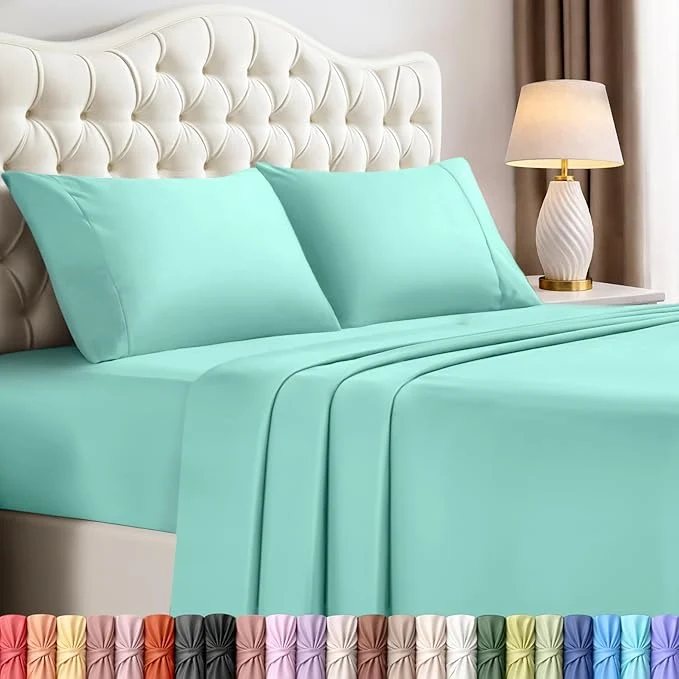 Selected Utopia Bedding Queen Size Sheet Set – 4 Piece Bed Sheets Soft and Breathable Microfiber Includes 1 Fitted Sheet 1 Flat Sheet and 2 Pillowcases – Oeko Tex Spa Blue Fashionable