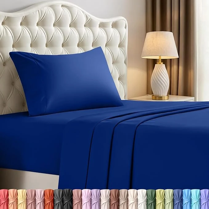 Smart Utopia Bedding Twin Sheet Set – 3 Piece Bed Sheets for Twin Size Bed Soft and Breathable Microfiber Includes 1 Fitted Sheet 1 Flat Sheet and 1 Pillowcase – Oeko Tex Royal Blue Specialty