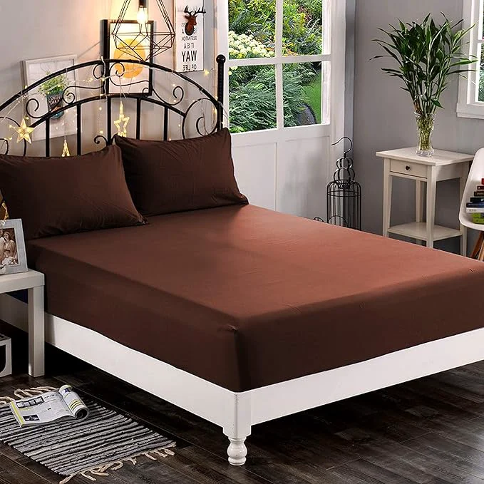 Elegant Comfort 1500 Premium Hotel Quality 1-Piece Fitted Sheet Softest Quality Microfiber - Deep Pocket up to 16 inch Wrinkle and Fade Resistant Full Chocolate Brown Fine Crafted