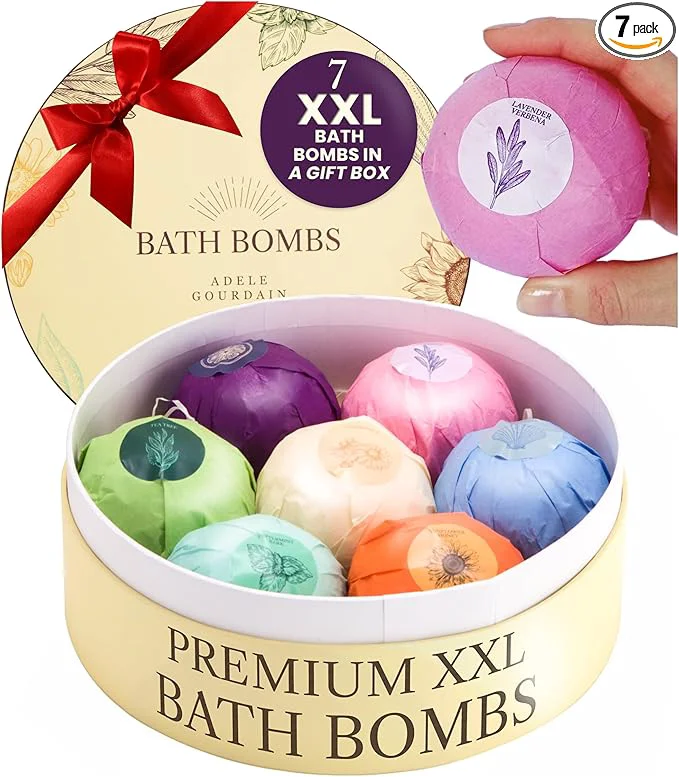 Fashionable ADELEGOURDAIN Bath Bombs Set 7 pcs XXL Size Dependable