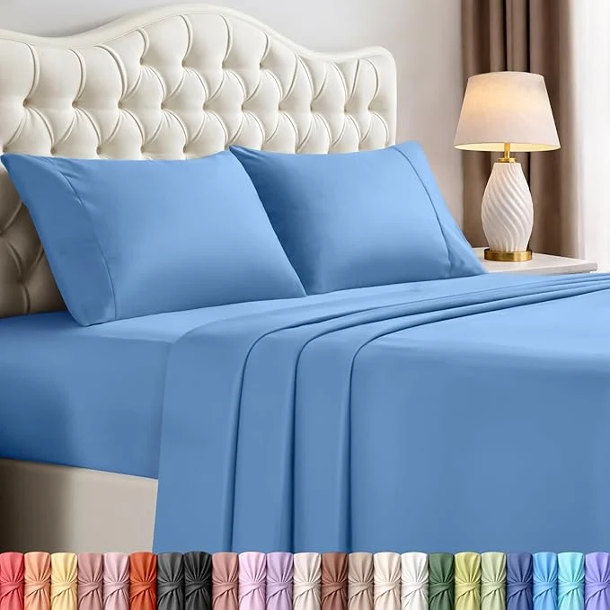 Contemporary Utopia Bedding Full Size Sheet Set – 4 Piece Bed Sheets Soft and Breathable Microfiber Includes 1 Fitted Sheet 1 Flat Sheet and 2 Pillowcases – Oeko Tex Dutch Blue Authentic