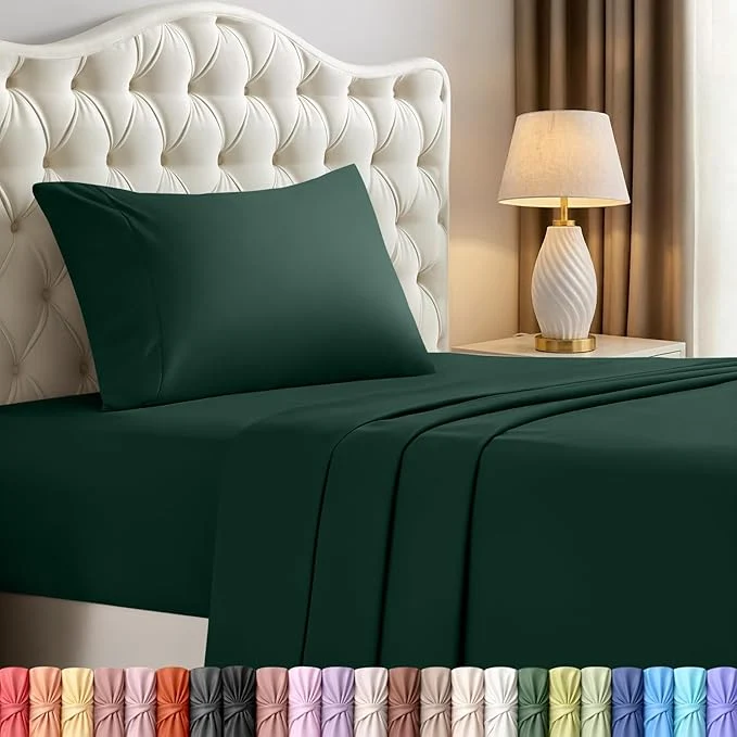 Superior Utopia Bedding Twin Sheet Set – 3 Piece Bed Sheets for Twin Size Bed Soft and Breathable Microfiber Includes 1 Fitted Sheet 1 Flat Sheet and 1 Pillowcase Emerald Green