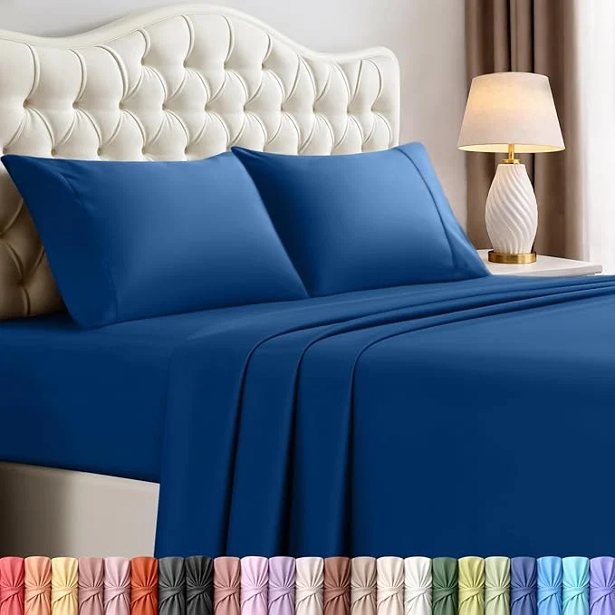 Recyclable Utopia Bedding Full Size Sheet Set – 4 Piece Bed Sheets Soft and Breathable Microfiber Includes 1 Fitted Sheet 1 Flat Sheet and 2 Pillowcases – Oeko Tex Dusk Blue Modern