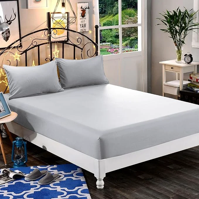 Effective Elegant Comfort 1500 Premium Hotel Quality 1-Piece Fitted Sheet Softest Quality Microfiber-Deep Pocket up to 16 inch Wrinkle and Fade Resistant Twin Twin XL Silver Refined