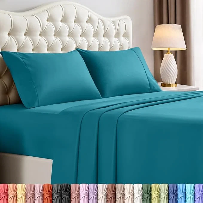 Dependable Utopia Bedding Queen Size Sheet Set – 4 Piece Bed Sheets Soft and Breathable Microfiber Includes 1 Fitted Sheet 1 Flat Sheet and 2 Pillowcases – Oeko Tex Denim Blue Trendy