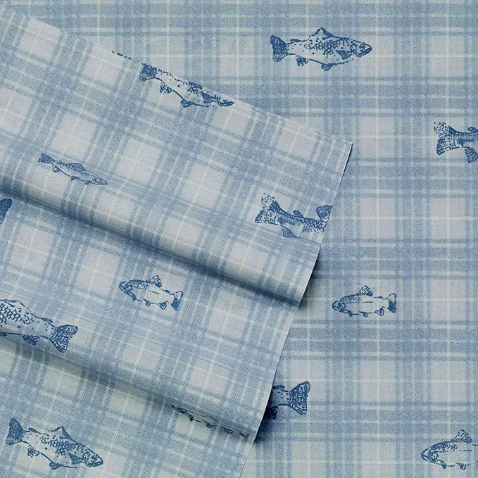 Top-Quality Eddie Bauer - Full Sheets Cotton Percale Bedding Set Crisp amp Cool Home Decor Methow Plaid Blue Full Authentic