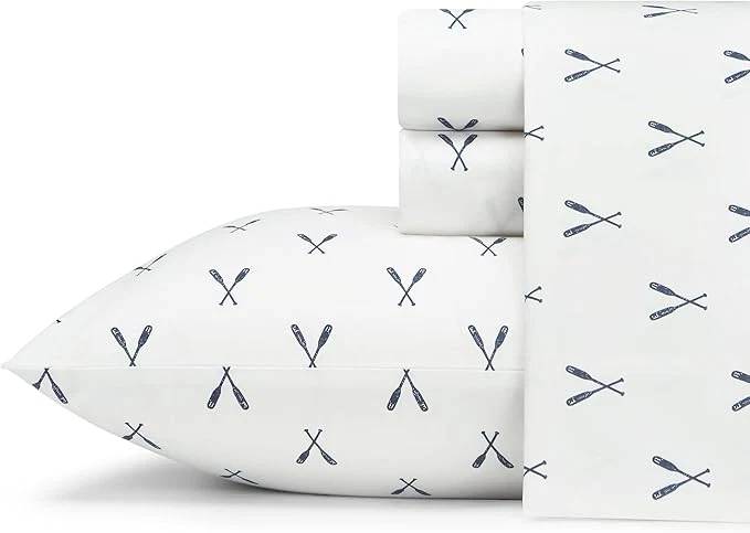 Top-Quality Eddie Bauer - King Sheets Cotton Percale Bedding Set Crisp amp Cool Home Decor Eddies Oar King Lightweight