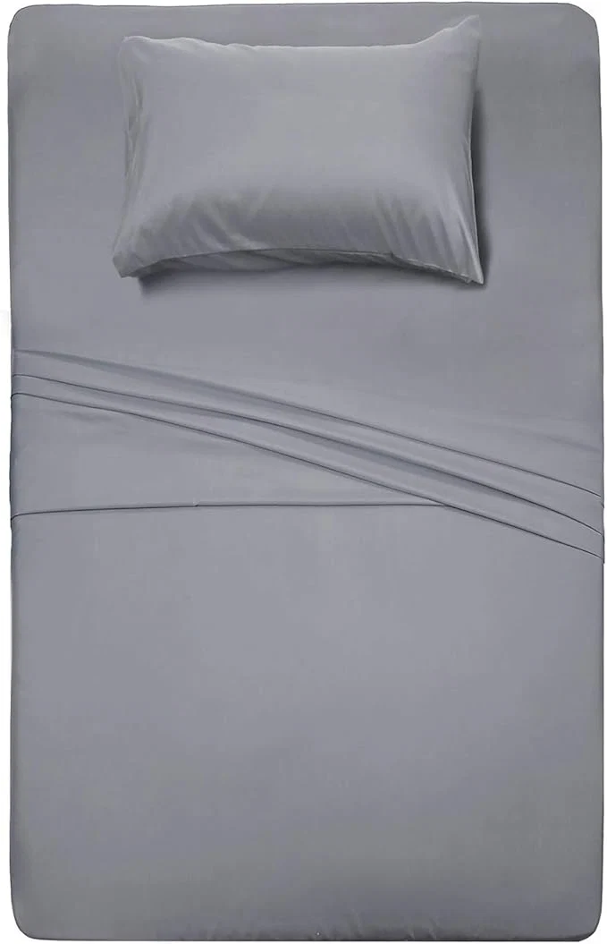 Pure Twin Size Sheet Set - 3 Piece Set Silver Gray Brushed Microfiber 1800 Luxury Bedding Hypoallergenic Soft amp Fade Resistant Trendy