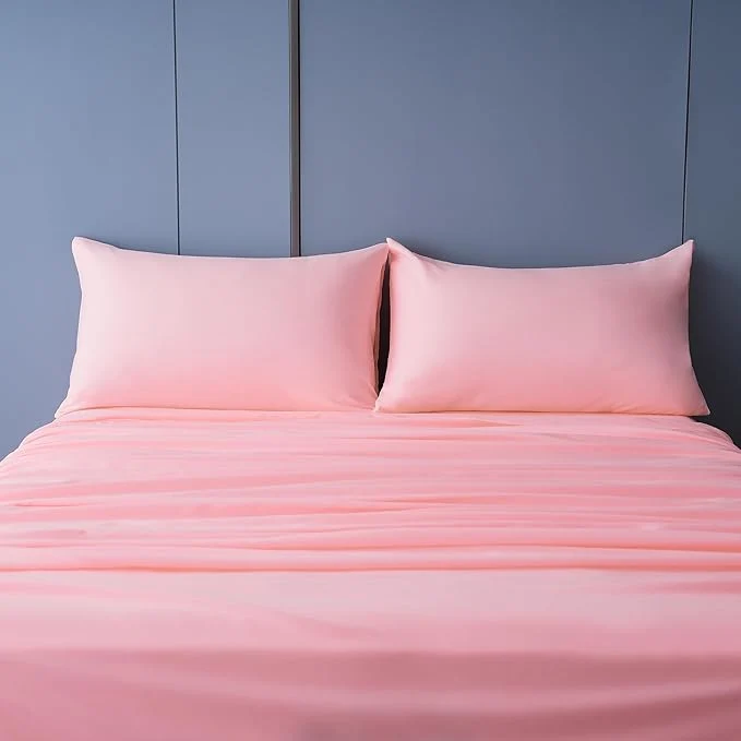 Powerful Season 1800 Thread Count Microfiber Fade Resistant Bed Sheet Set 4 Piece Full Blush Pink Minimalist