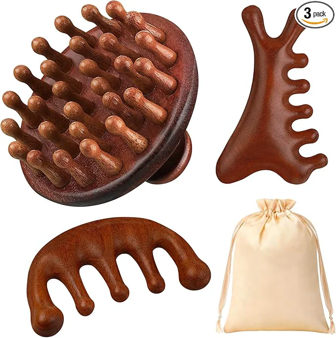Breathable ProSuites 3 Pcs Wooden Head Scalp Massager Comb Head Massage Tool Contemporary