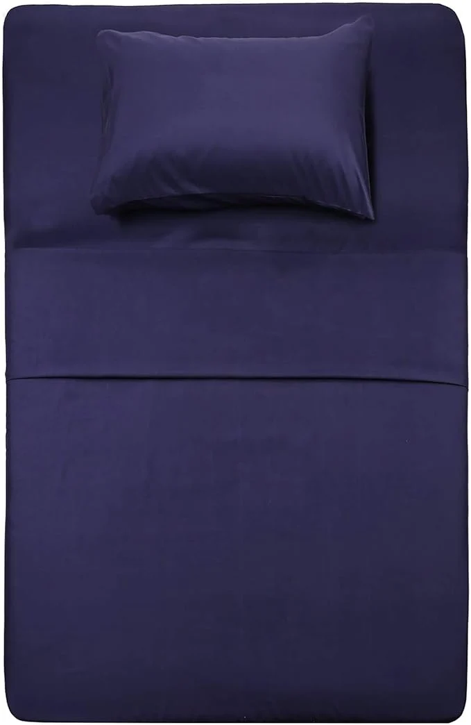 Effective Season Bed Sheet Set - 1 Flat Sheet 1 Fitted Sheet and 1 Pillow Cases Extra Soft Luxury Bedding Set Deep Pockets Wrinkle Fade Resistant - Hypoallergenic- 3 Piece Twin Blue Next-Generation