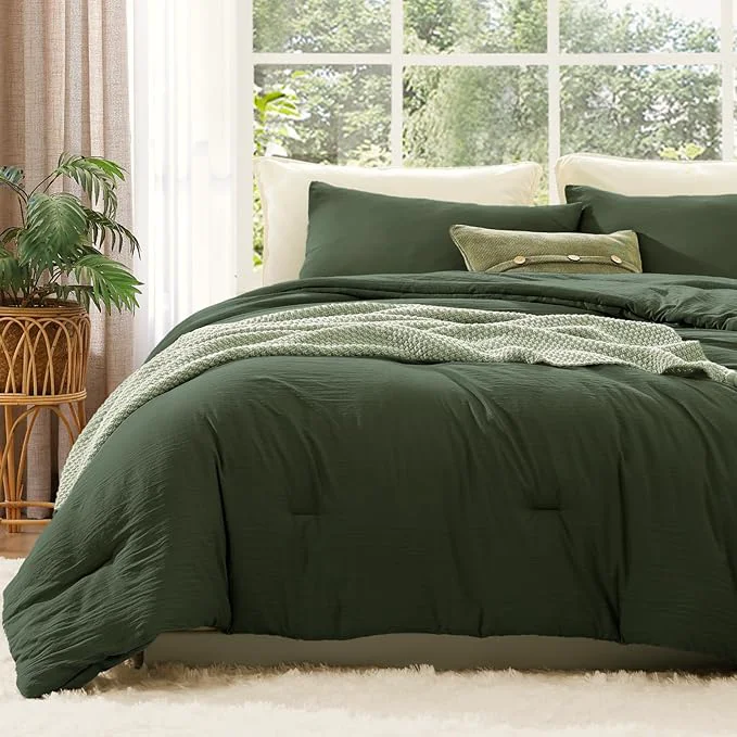 Secure WRENSONGE Full Size Comforter Sets - 3 Pieces Deep Forest Comforter Prewashed Soft Lightweight for All Seasons Fluffy Down Comforter Full Size with 2 Pillow Shams Premium Material