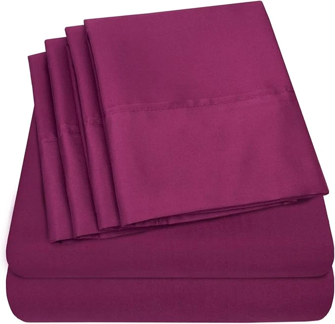 Verified Cal King Size Bed Sheets - 6 Piece 1500 Supreme Collection Fine Brushed Microfiber Deep Pocket California King Sheet Set Bedding - 2 Extra Pillow Cases Great Value California King Berry Easy-to-Use