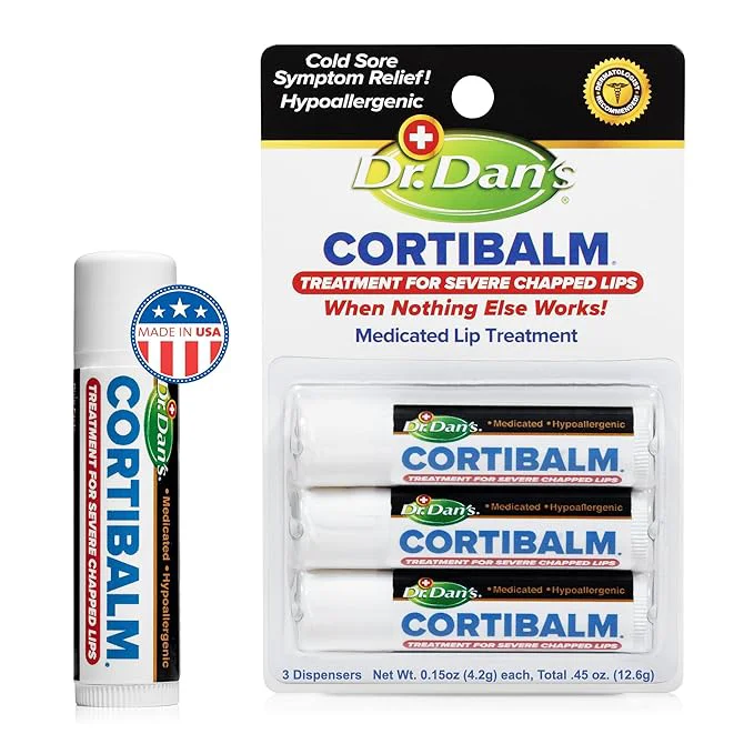 Authentic Dr. Dan's Cortibalm -3 Pack -for Dry Cracked Lips Smooth
