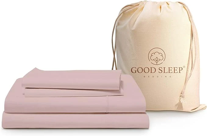 Secure Good Sleep Bedding Twin XL Bed Sheets - Egyptian Cotton Twin XL Sheets 4 Pc XL Twin Sheet Sets Luxury Sateen Weave Soft Bed Sheets Twin XL 16 quot Deep Pocket Bedsheets - Blush Breathable