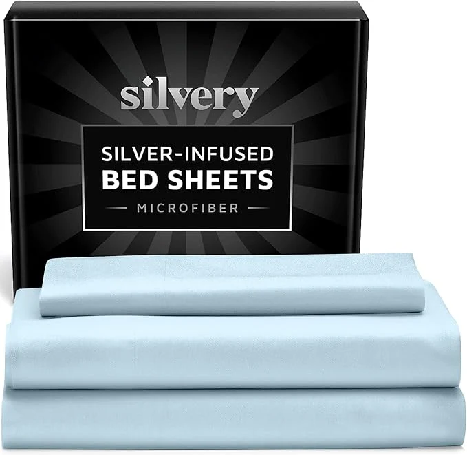 Practical Silvery Silver Infused Bed Sheets Set - Ultra-Soft Temperature-Regulating Fabric with Self-Cleaning Technology™ That Stays Fresh 3X Longer for Hygienic Sleep Carefully Designed