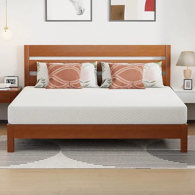 Modern FDW 8 Inch King Mattress Medium Firm Gel Memory Foam Mattress White Bed in a Box CertiPUR-US Pressure Relief Cooling Ventilated Foam Washable Removable Cover Enhanced