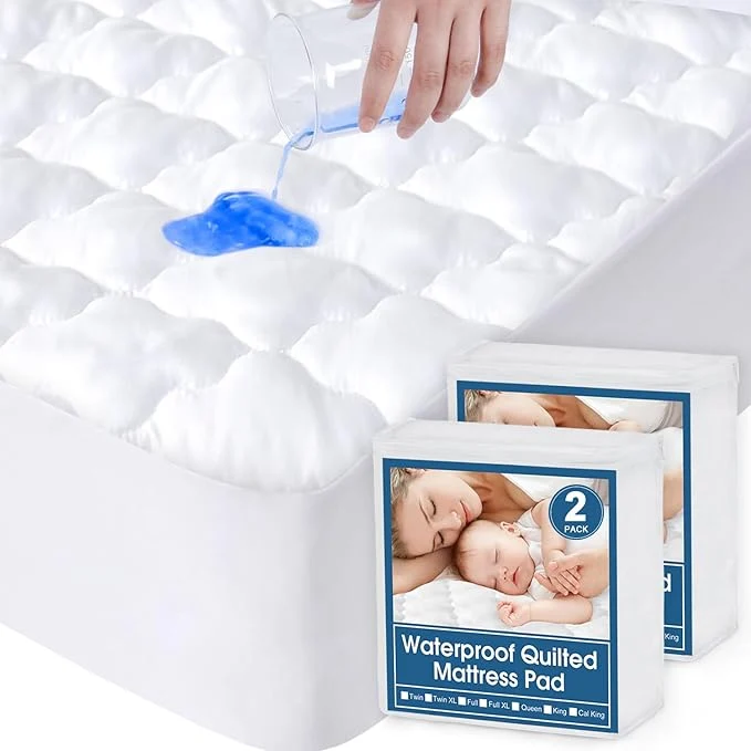 Flexible 2 Pack Full Size Mattress Protector Pad Waterproof Quilted Breathable amp Cooling Full Mattresses Pad Cover Fitted with Deep Pocket Up to 14 quot for Double Bed White Elite