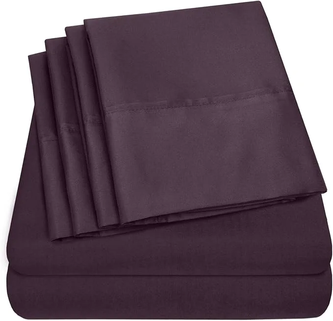 Stylish Cal King Size Bed Sheets - 6 Piece 1500 Supreme Collection Fine Brushed Microfiber Deep Pocket California King Sheet Set Bedding - 2 Extra Pillow Cases Great Value California King Purple Soft
