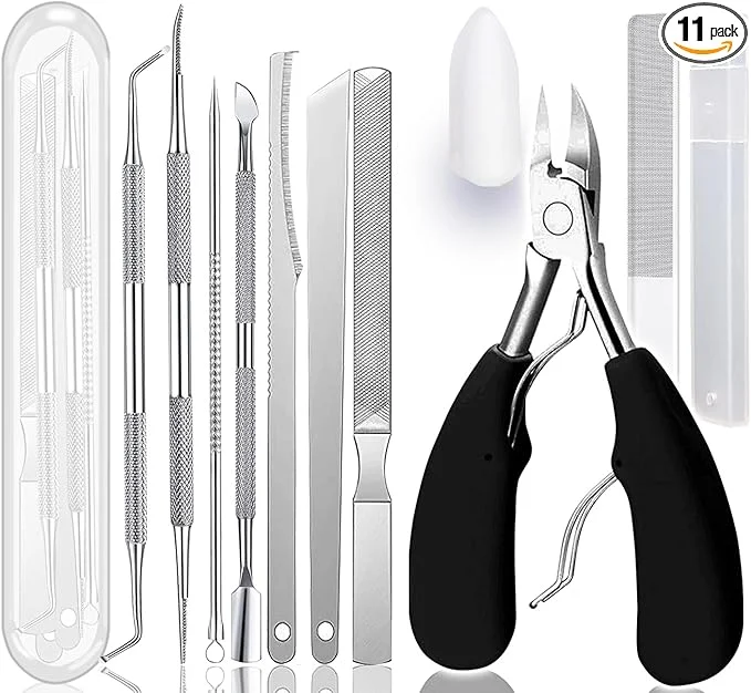 Convenient 11 Piece Set Ingrown Toenail Pedicure Tool Kit Stainless Steel Nail Care Contemporary