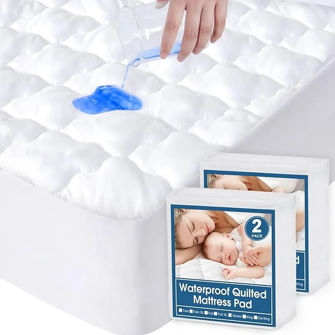 Secure 2 Pack Twin Mattress Protector Pad Waterproof Quilted Breathable amp Cooling Twin Size Mattress Cover Fitted for Kids with Deep Pocket Up to 14 quot for Single Bed White Carefully Designed