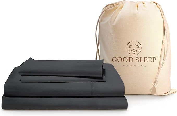 Lightweight Good Sleep Bedding Egyptian Cotton Queen Sheets - Bedsheets Queen Size Bed 4 Pc Queen Bed Sheet Set Luxury Sateen Weave 16 quot Deep Pocket Queen Sheet Set - Dark Grey Sheets Queen Size Environmentally Friendly