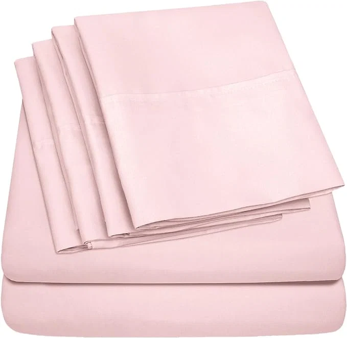 Efficient Twin XL Size Bed Sheets - 4 Piece 1500 Supreme Collection Fine Brushed Microfiber Deep Pocket Twin X-Large Sheet Set Bedding - 1 EXTRA PILLOW CASES GREAT VALUE Twin XL Pale Pink Eco-Friendly