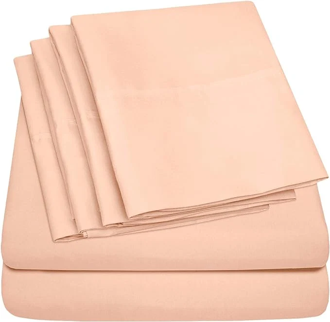 Certified 6 Piece Bed Sheet Set Twin Peach Functional