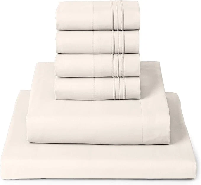 Sophisticated Mellanni California King Sheet Set - 6-Piece Iconic Collection Bedding Including 4 Pillowcases 16-Inch Deep Pocket Easy Care Extra Soft Cooling Sheets Brushed Microfiber - Golden Ivory Proven