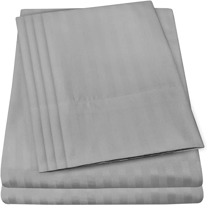Enhanced Full Size Bed Sheets - 6 Piece 1500 Supreme Collection Fine Brushed Microfiber Deep Pocket Full Sheet Set Bedding - 2 Extra Pillow Cases Great Value Full Dobby Silver Sustainable