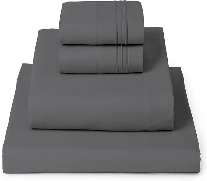 Minimalist Mellanni Twin Sheet Set - 4-Piece Iconic Collection Bedding Including 2 Pillowcases 16-Inch Deep Pocket Easy Care Extra Soft Cooling Sheets Brushed Microfiber - Gray Optimized