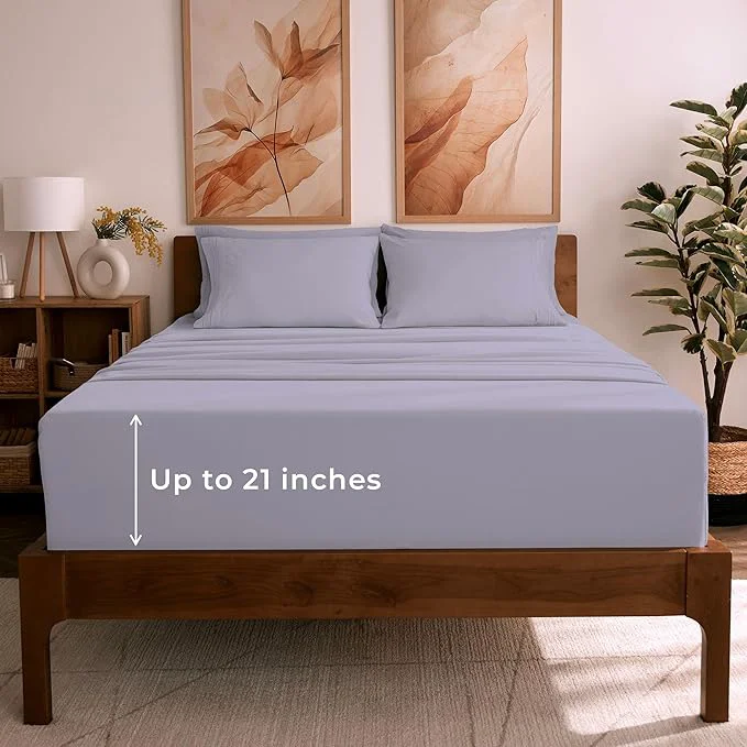 Excellent Mellanni California King Sheet Set - 6-Piece Iconic Collection Bedding Including 4 Pillowcases 21-Inch Extra Deep Pocket Easy Care Ultra Soft Cooling Sheets Brushed Microfiber - Lavender Organic