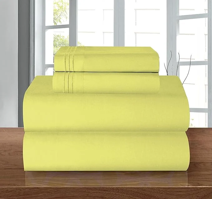 Elegant Comfort Luxury 1500 Premium Hotel Quality Microfiber 4-Piece Sheet Set - Wrinkle Resistant All Around Elastic Fitted Sheet Deep Pocket up to 16 quot Queen Pistachio Green Minimalist