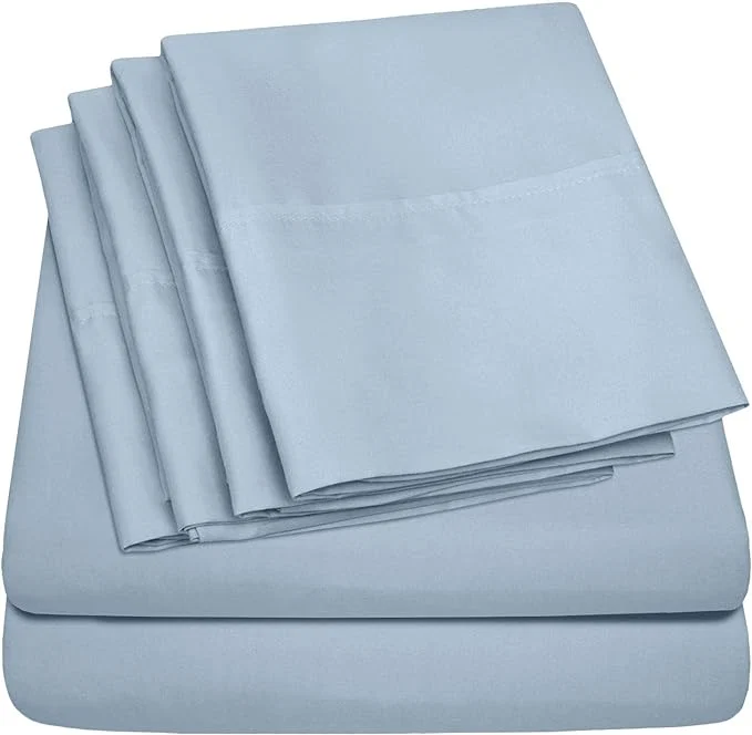 High-Quality Twin XL Size Bed Sheets - 4 Piece 1500 Supreme Collection Fine Brushed Microfiber Deep Pocket Twin X-Large Sheet Set Bedding - 1 EXTRA PILLOW CASES GREAT VALUE Twin XL Misty Blue Verified