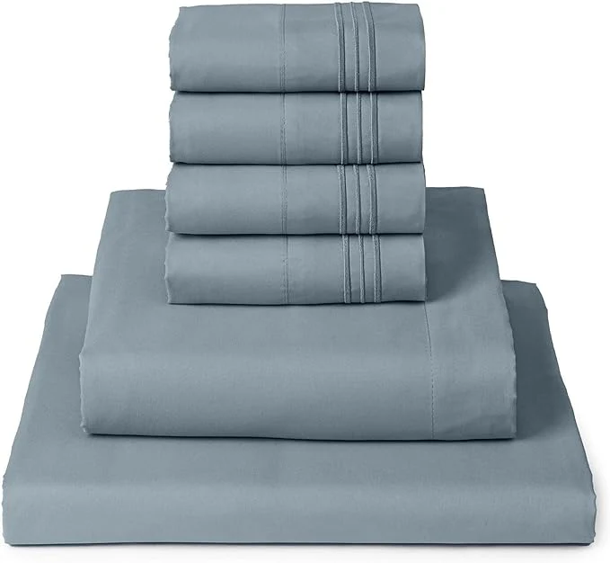 Proven Mellanni King Sheet Set - 6-Piece Iconic Collection Bedding Including 4 Pillowcases 16-Inch Deep Pocket Easy Care Extra Soft Cooling Sheets Brushed Microfiber - Spa Blue Verified
