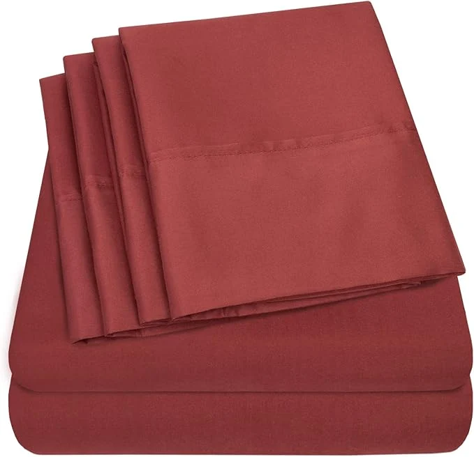 Fine Sweet Home Collection 6 Piece 1500 Supreme Collection Brushed Microfiber Deep Pocket Sheet Set-2 Extra Pillow Cases Great Value Rv Short Queen Burgundy Fast