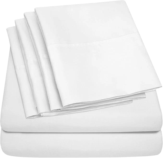 Durable Queen Sheets White - 6 Piece 1500 Supreme Collection Fine Brushed Microfiber Deep Pocket Queen Sheet Set Bedding - 2 Extra Pillow Cases Great Value Queen White Relaxed