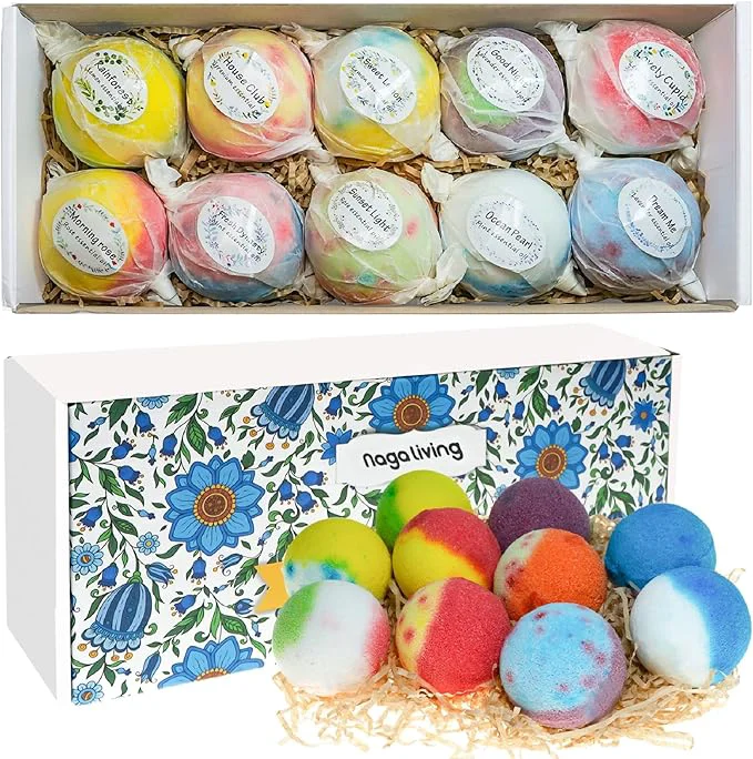 Recyclable Bath Bombs Gift Set 10 Organic Bubble Bombs Trendy