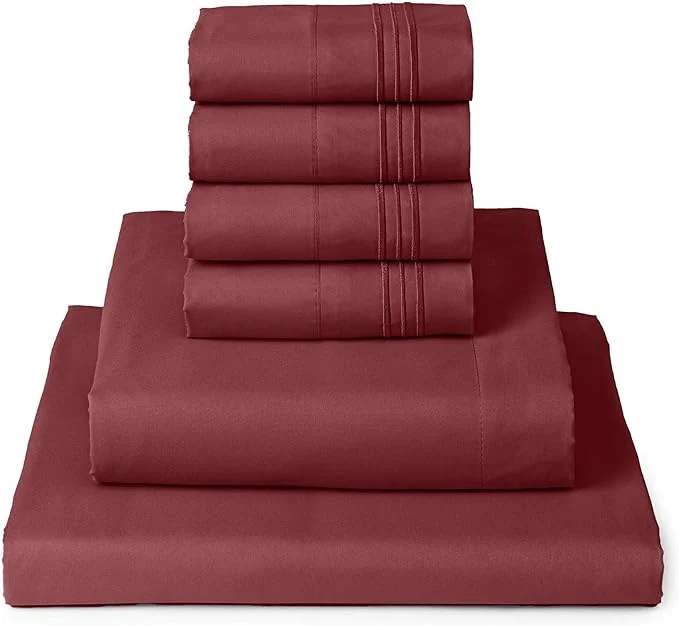 Environmentally Friendly Mellanni King Sheet Set - 6-Piece Iconic Collection Bedding Including 4 Pillowcases 16-Inch Deep Pocket Easy Care Extra Soft Cooling Sheets Brushed Microfiber - Brick Red Comfortable