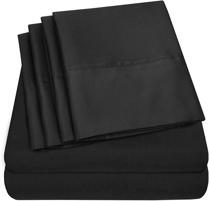 Traditional Twin XL Size Bed Sheets - 4 Piece 1500 Supreme Collection Fine Brushed Microfiber Deep Pocket Twin X-Large Sheet Set Bedding - 1 EXTRA PILLOW CASES GREAT VALUE Twin XL Black Outstanding