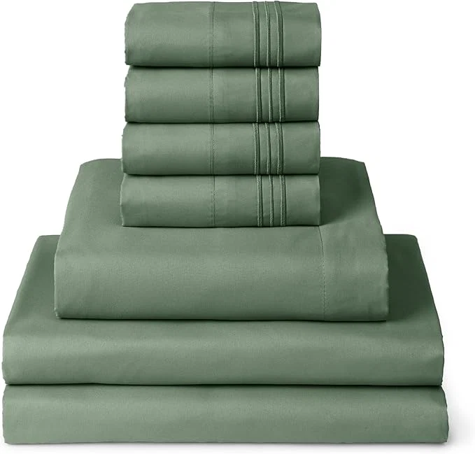 Trusted Mellanni Split King Sheet Set - 7-Piece Iconic Collection Bedding Including 4 Pillowcases 16-Inch Deep Pocket Easy Care Extra Soft Cooling Sheets Brushed Microfiber - Sage Outstanding