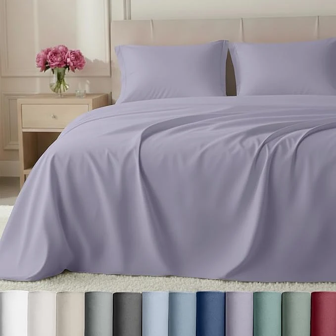 Casual California Design Den Luxury 800 Thread Count Sheets Queen - Cotton Sateen for Queen Size Bed Bedding Set with Deep Pockets - Lavender Official
