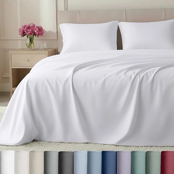 Dependable California Design Den Luxury 800 Thread Count Cotton Sheets for Queen Size Bed - Soft Sateen Deep Pockets for a Snug Fit Durable Bedding Set - White Sheets Outstanding