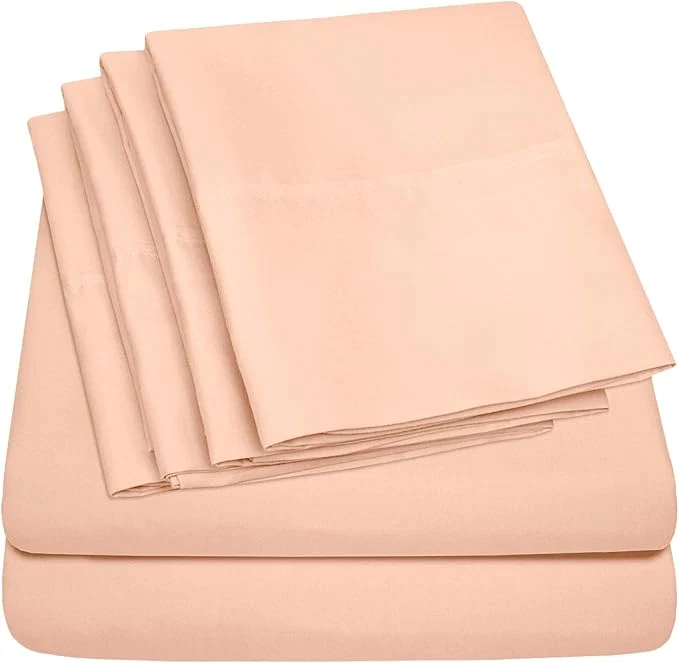 Verified Cal King Size Bed Sheets - 6 Piece 1500 Supreme Collection Fine Brushed Microfiber Deep Pocket California King Sheet Set Bedding - 2 Extra Pillow Cases Great Value California King Peach Consistent