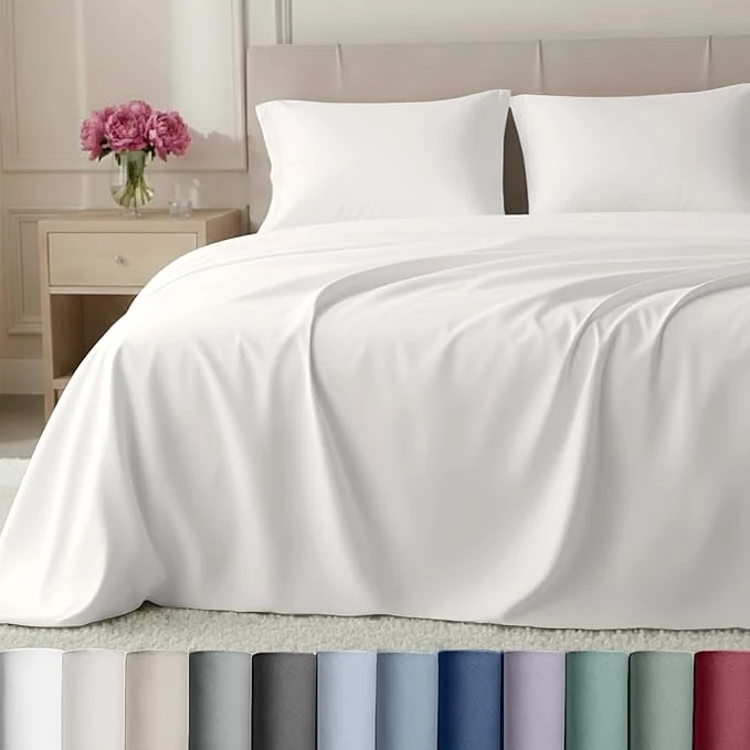 Environmentally Friendly California Design Den Queen Sheets Set - Soft 800 Thread Count Sateen Cotton Bed Sheets Set with Deep Pockets Durable Bedding - True Ivory Outstanding