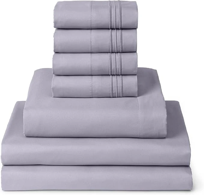 Top-Quality Mellanni Split King Sheet Set - 7-Piece Iconic Collection Bedding Including 4 Pillowcases 16-Inch Deep Pocket Easy Care Extra Soft Cooling Sheets Brushed Microfiber - Lavender Fine