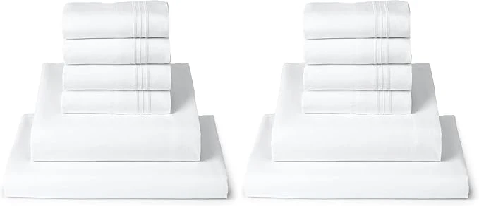 Reliable Mellanni Queen Sheet Set - 6-Piece Iconic Collection Bedding Including 4 Pillowcases 16-Inch Deep Pocket Easy Care Extra Soft Cooling Sheets Brushed Microfiber - White Pack of 2 Excellent