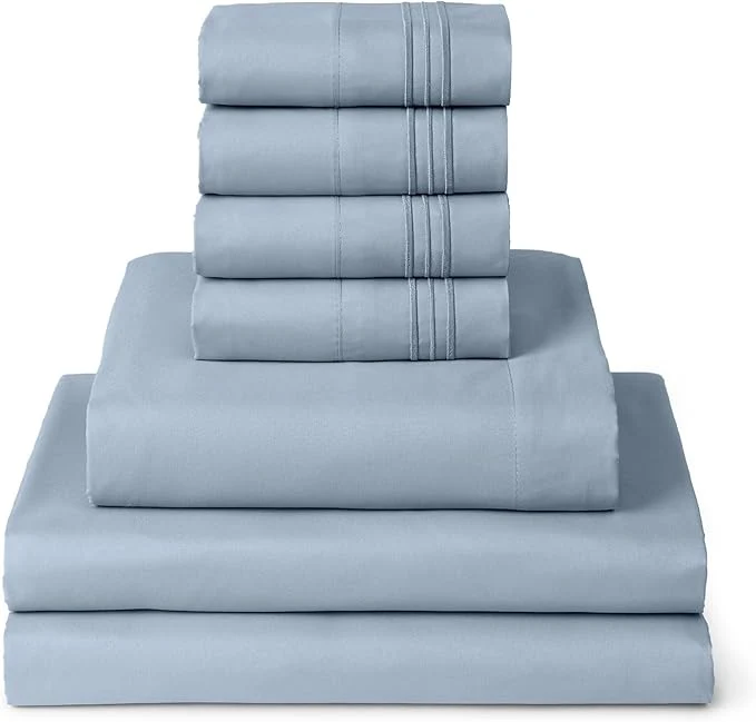 Versatile Mellanni Split King Sheet Set - 7-Piece Iconic Collection Bedding Including 4 Pillowcases 16-Inch Deep Pocket Easy Care Extra Soft Cooling Sheets Brushed Microfiber - Blue Hydrangea Long-Lasting