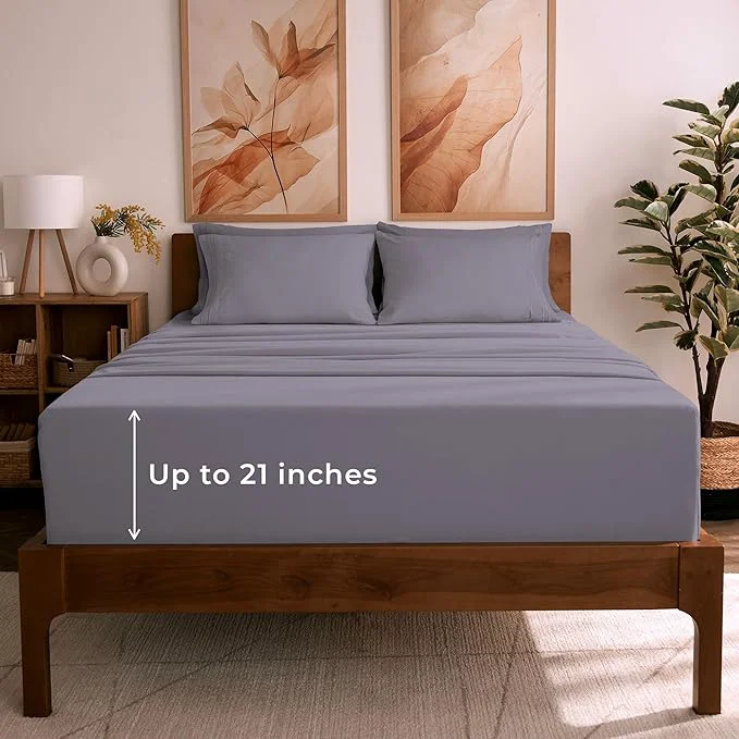 Selected Mellanni Full Sheet Set - 6-Piece Iconic Collection Bedding Including 4 Pillowcases 21-Inch Extra Deep Pocket Easy Care Ultra Soft Cooling Sheets Brushed Microfiber - Hazy Lilac Versatile